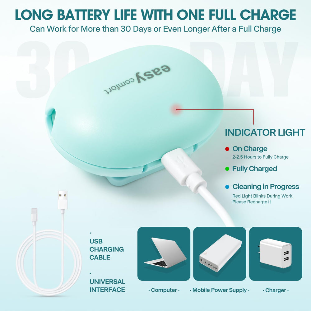 Compact travel-friendly blue toothbrush cleaner