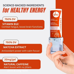 Product packaging shot for SHO Energy+ refill bottle