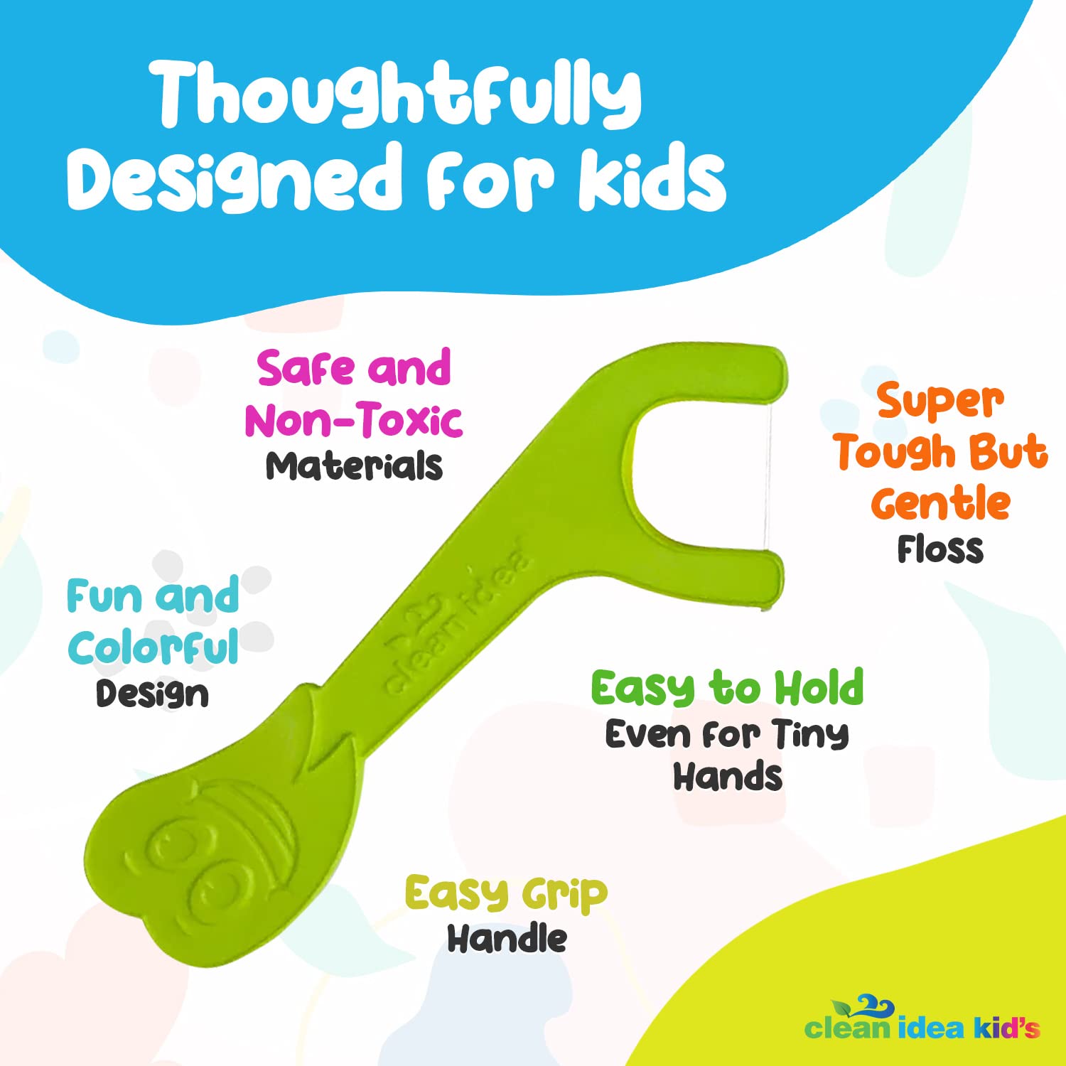 Shred-resistant floss picks designed for kids
