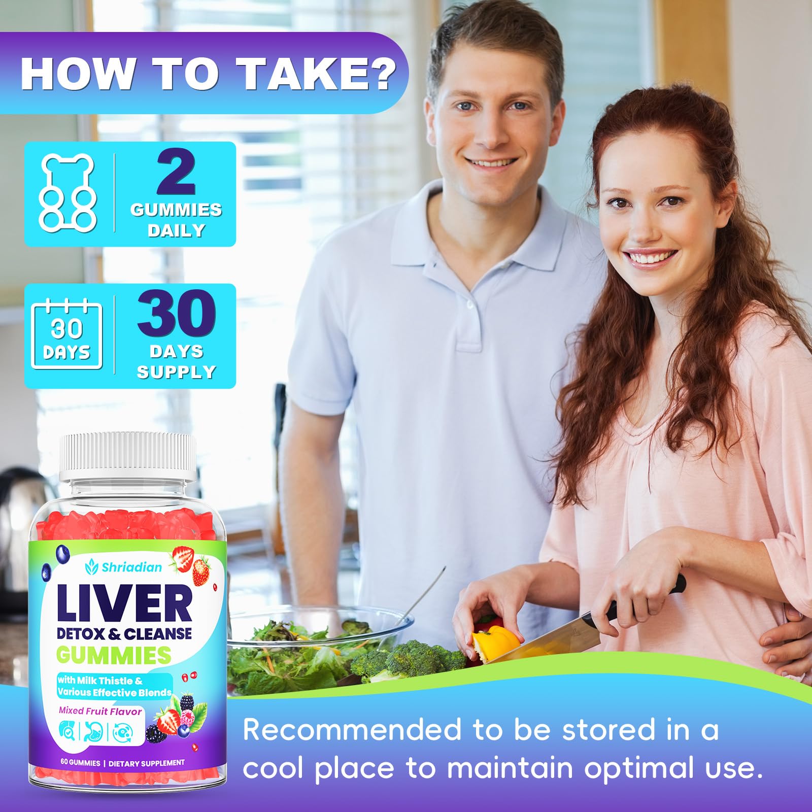 Shriadian Liver Detox Gummies chewy gummies close-up with mixed fruit flavor