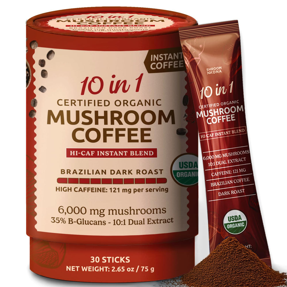 ShroomDNA 10-in-1 Organic Mushroom Coffee HiCaf box
