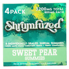 Close-up of bottle label on Shrumfuzed gummy 3200mg
