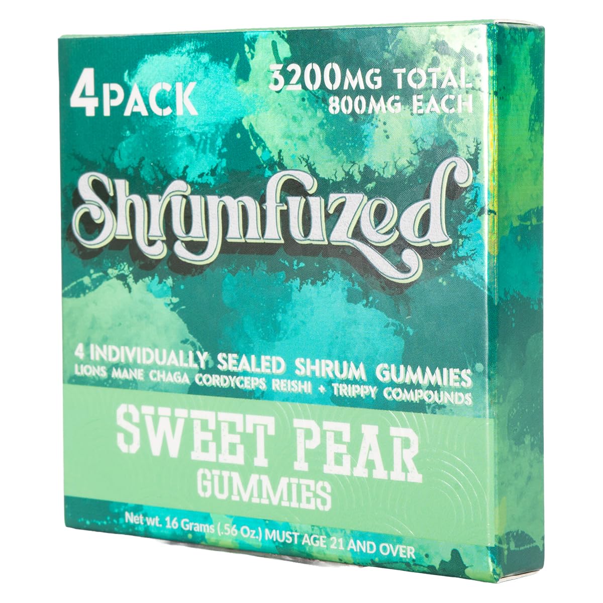 Ingredients panel showing mushroom blend in Shrumfuzed gummy