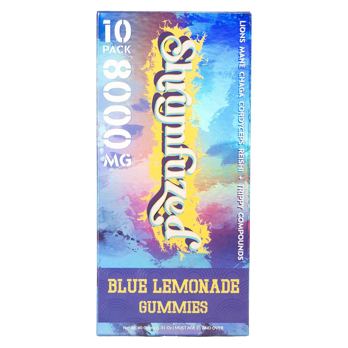 Hero shot of Shrumfuzed Nootropic Gummy 8000mg Blue Lemonade