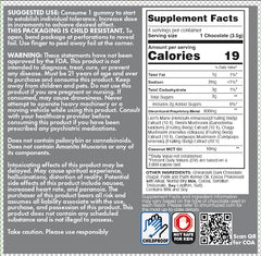 Serving display of Shrumfuzed Nootropic Gummy in dark chocolate formulation