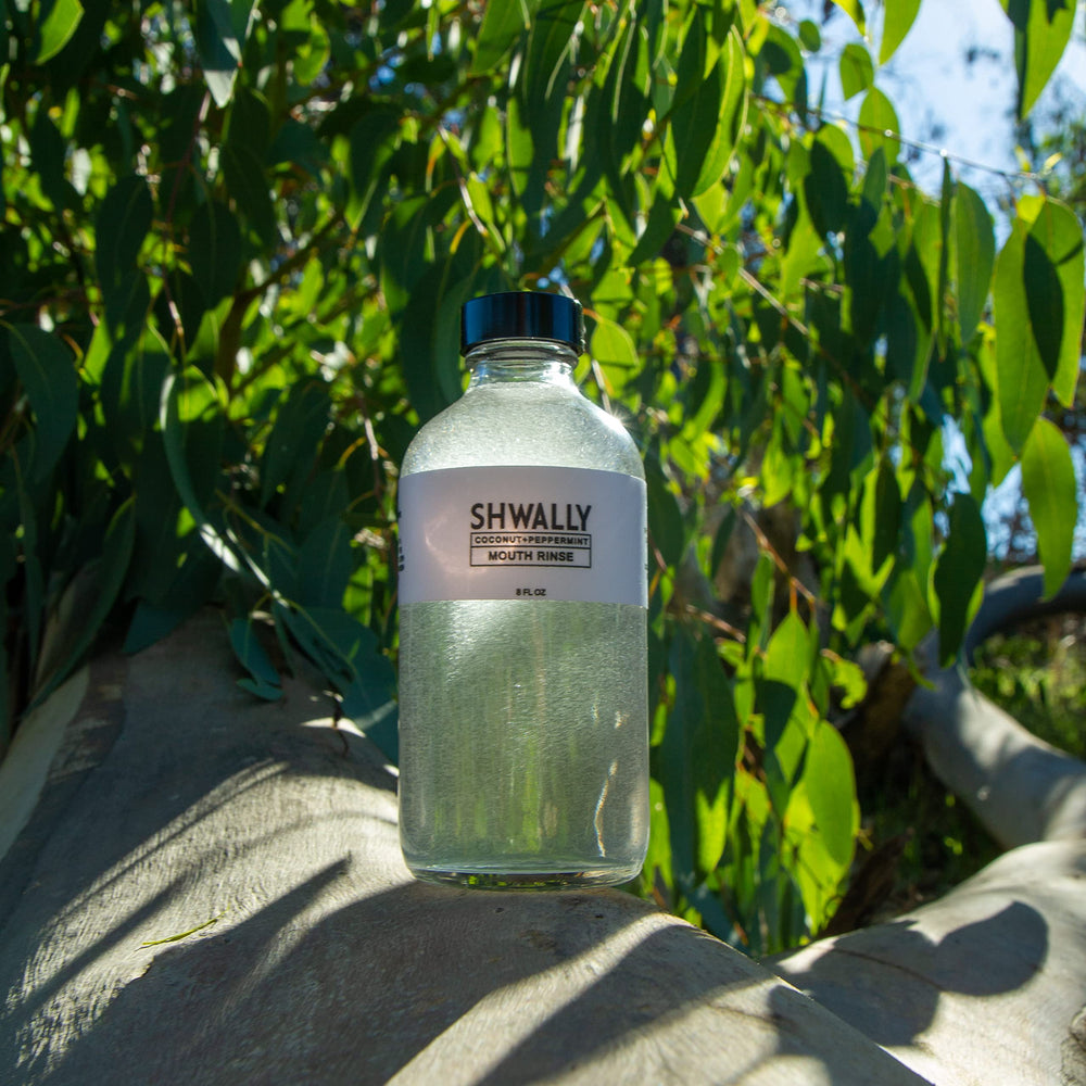 Mouth rinse bottle showing ingredients area