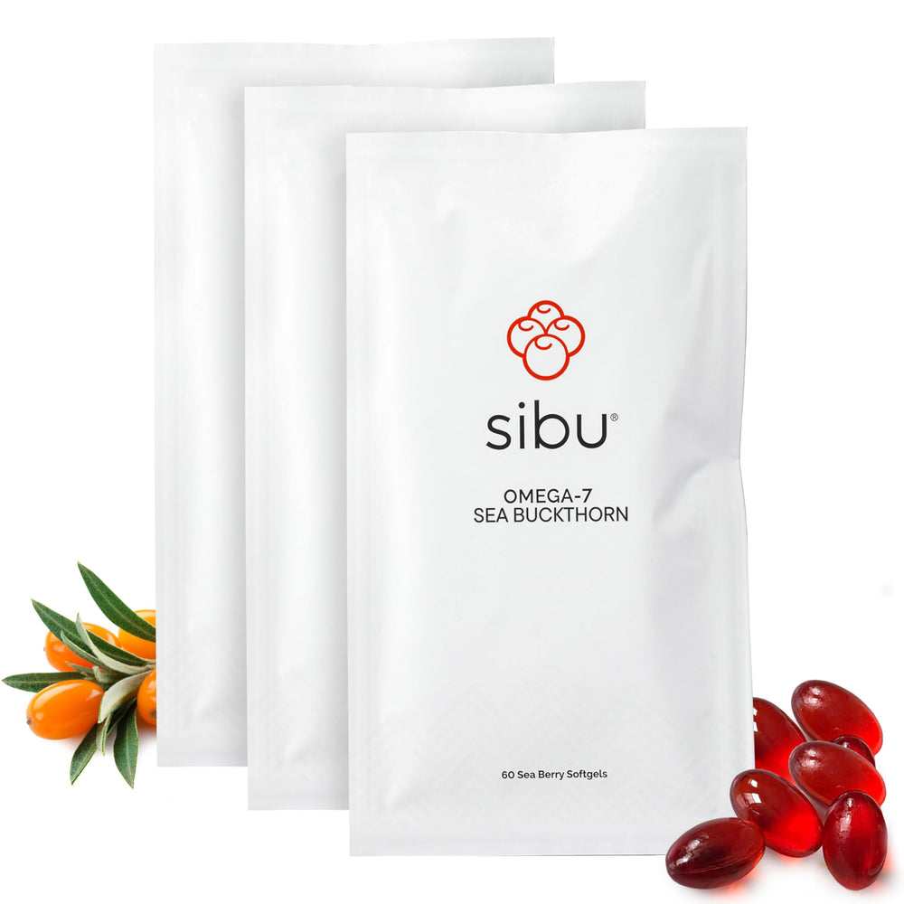 Front view of Sibu Sea Buckthorn Omega-7 Softgels