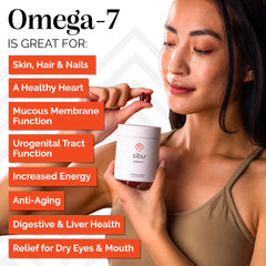 Sea buckthorn berries and oil illustrating Omega-7 supplement