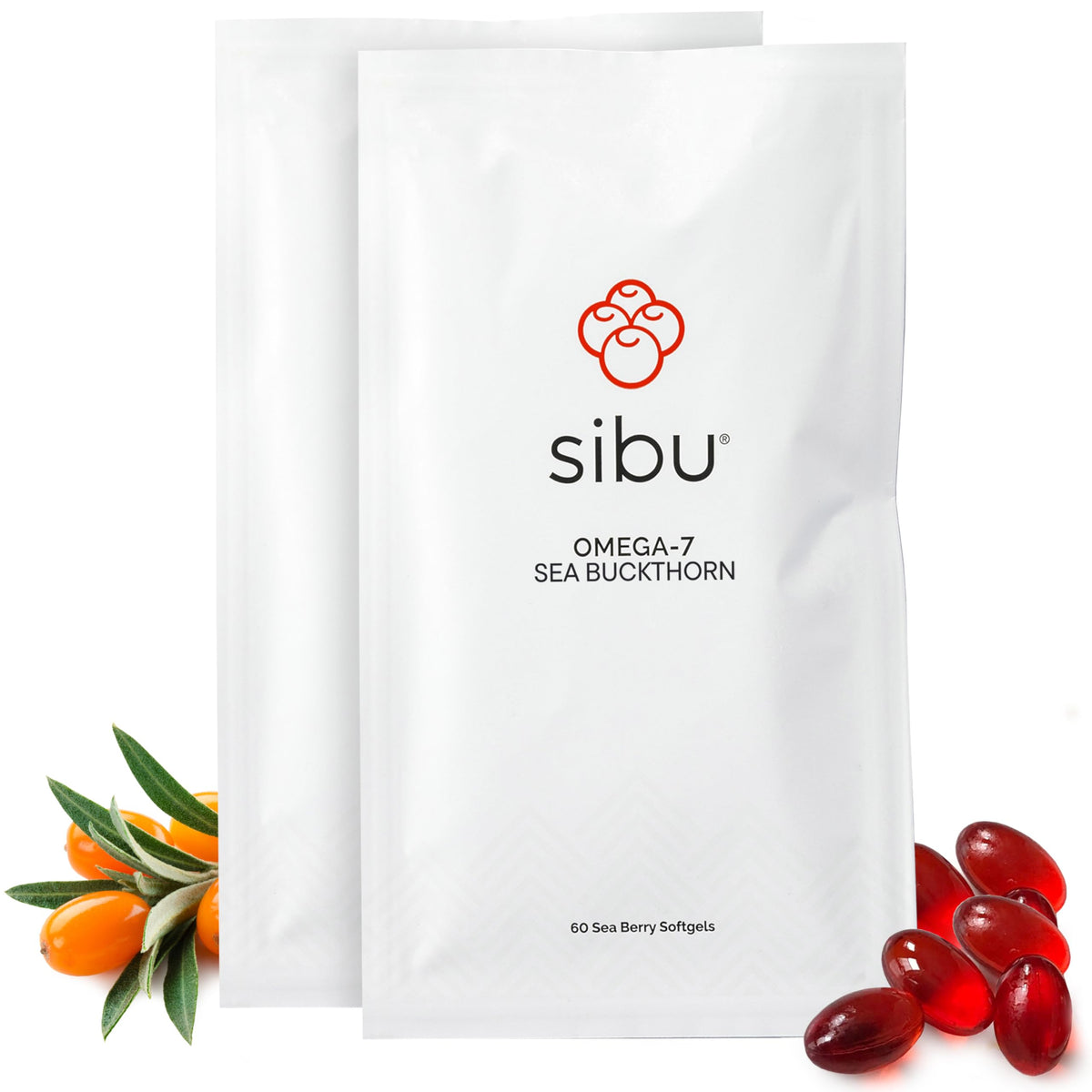 Hero image of Sibu Sea Buckthorn Omega-7 Softgels in blister pack