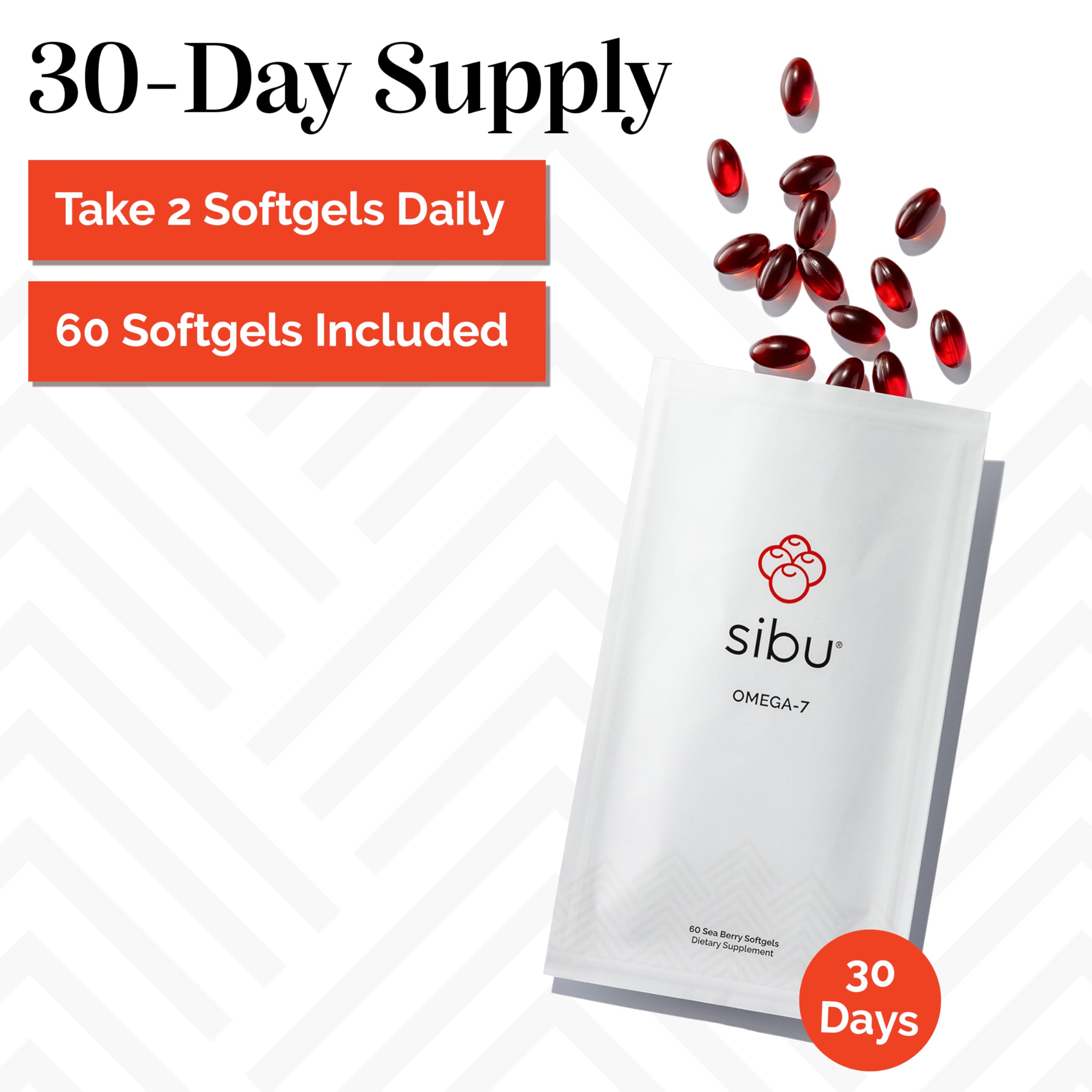 Illustration of health benefits: skin, hair and nails from Omega-7 softgels