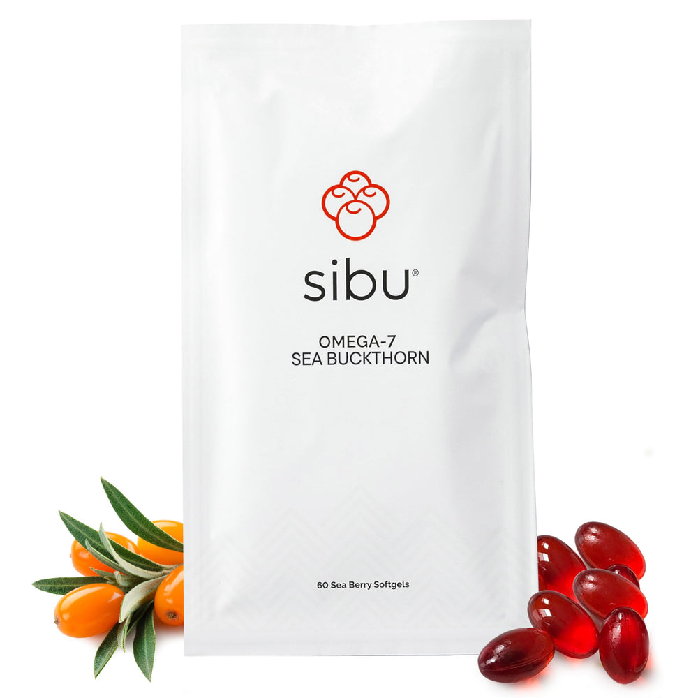 Front view of Sibu Sea Buckthorn Omega-7 Softgels