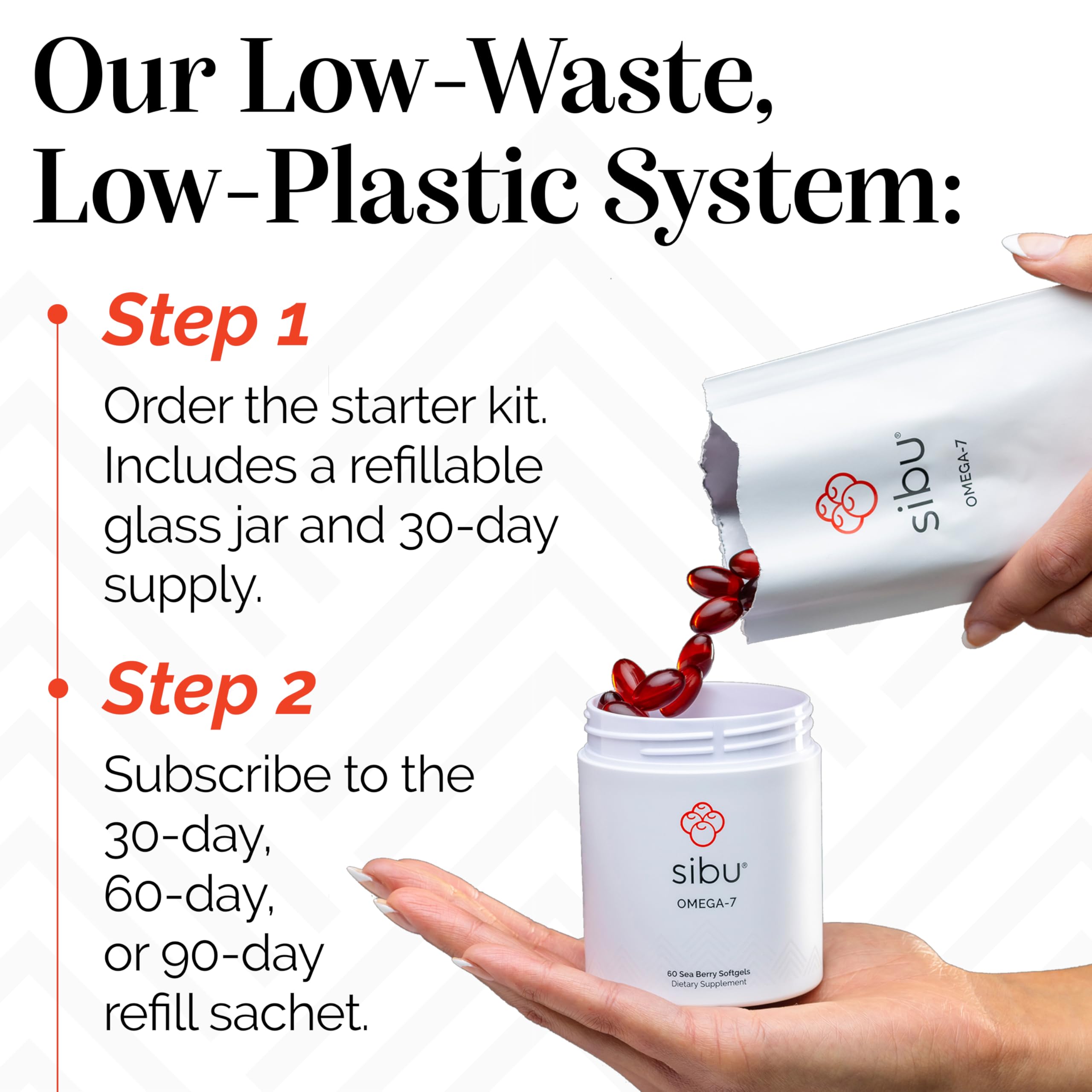 Label showing certifications and ingredients for Sibu Sea Buckthorn Omega-7 Softgels