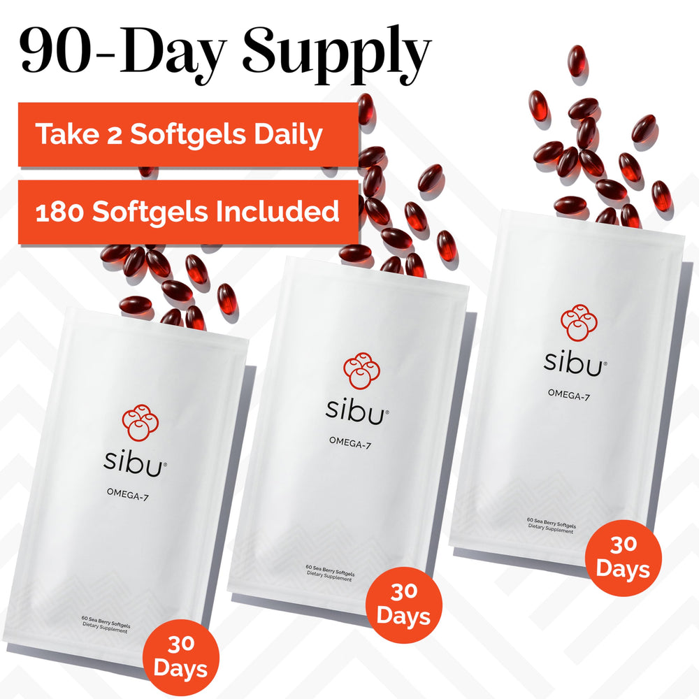 Close-up of Sea Buckthorn Omega-7 softgels