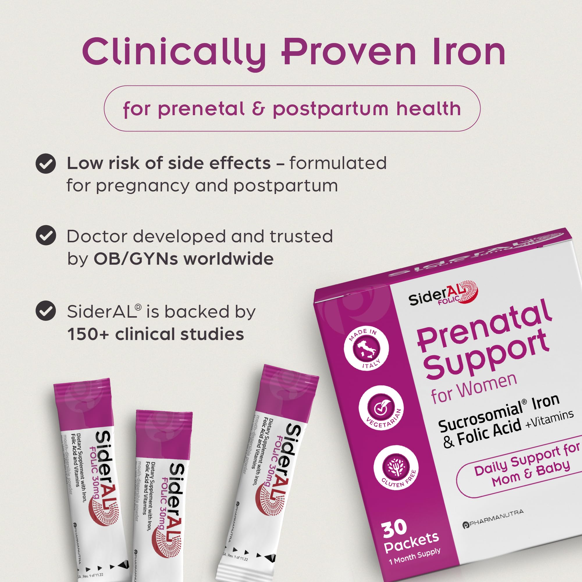 Illustration highlighting high absorption of SiderAL Prenatal Vitamins