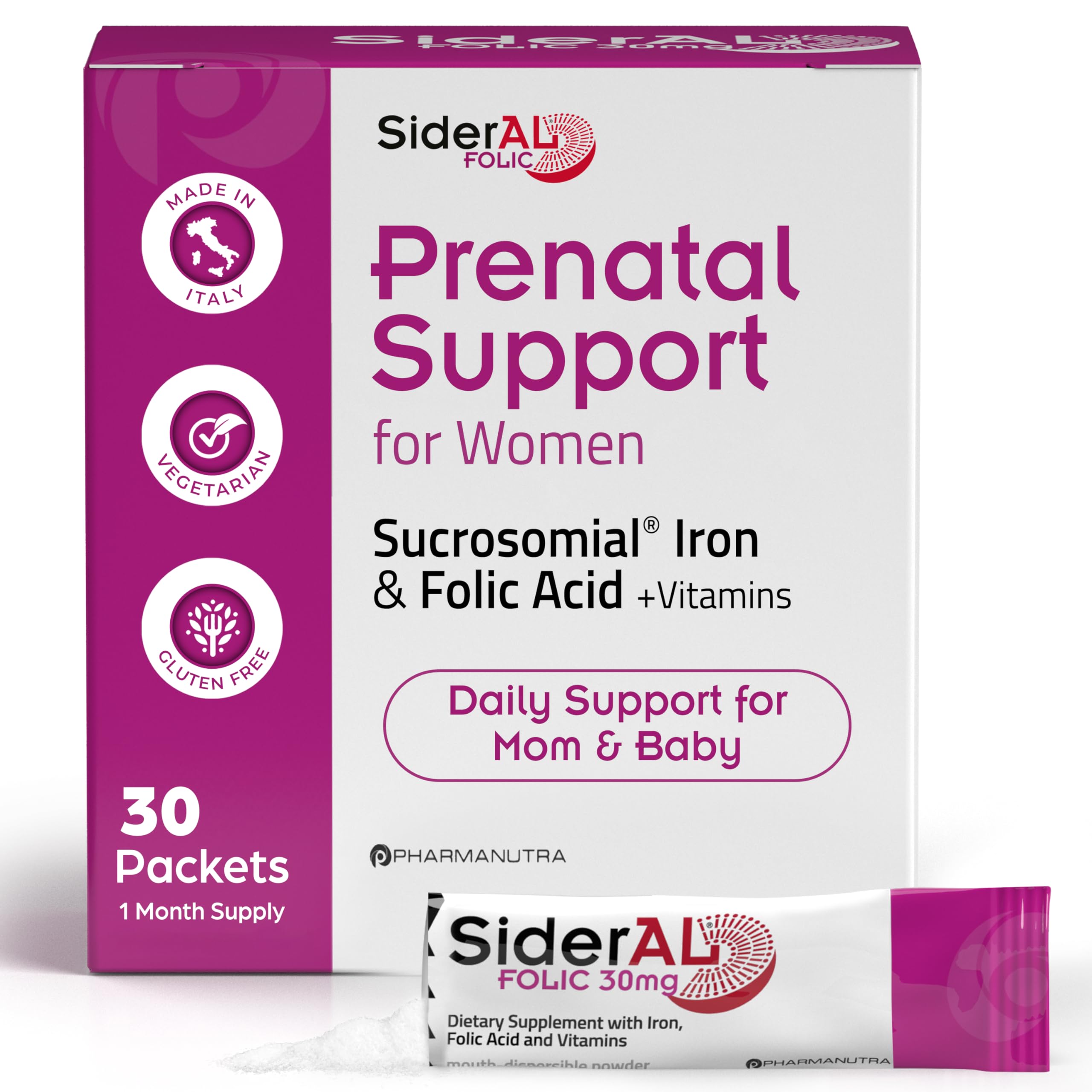 SiderAL Prenatal Vitamins powder sticks – front view