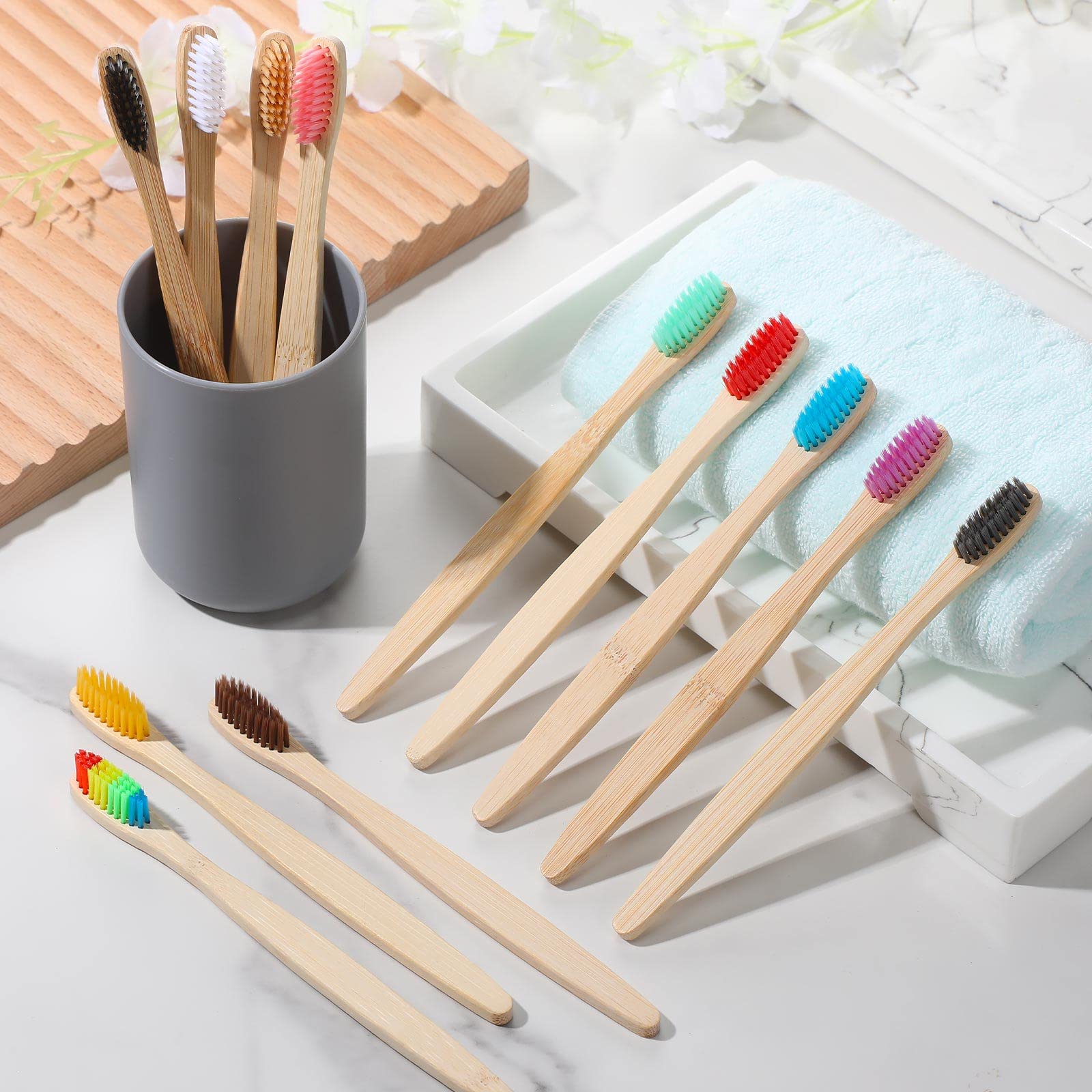 Durable bamboo handle with soft nylon bristles