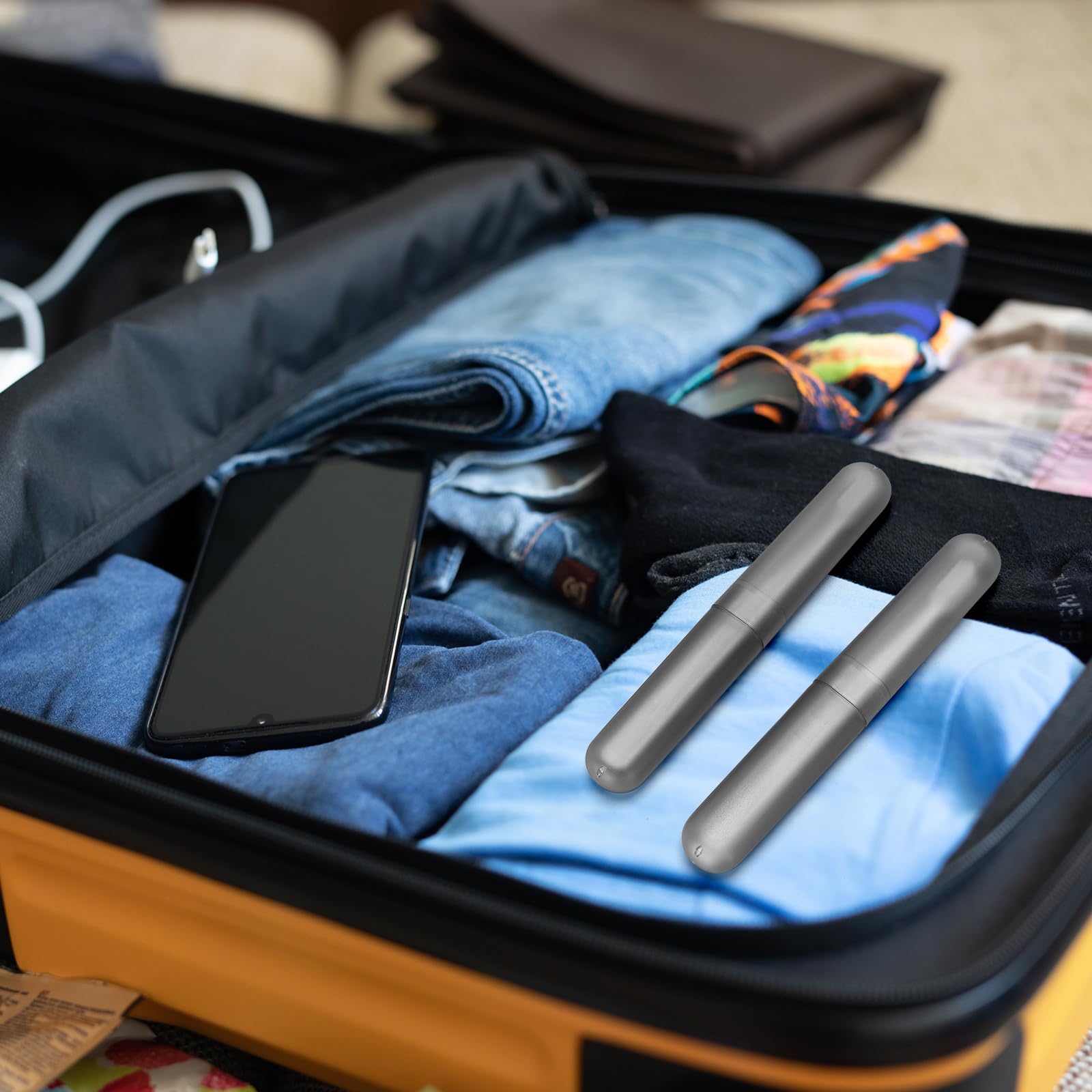 Compact 8 x 1.2 inch size in gray