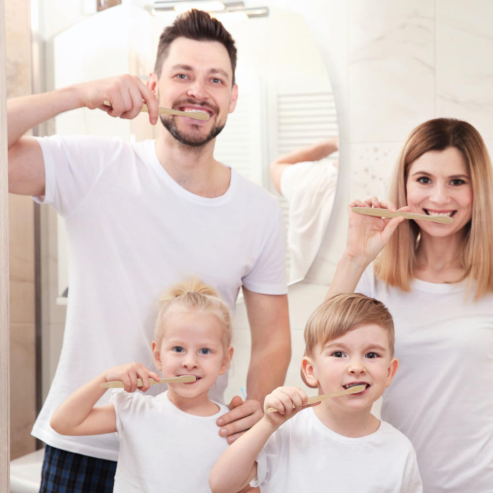 7.5 inch travel-friendly bamboo toothbrush with ergonomic grip