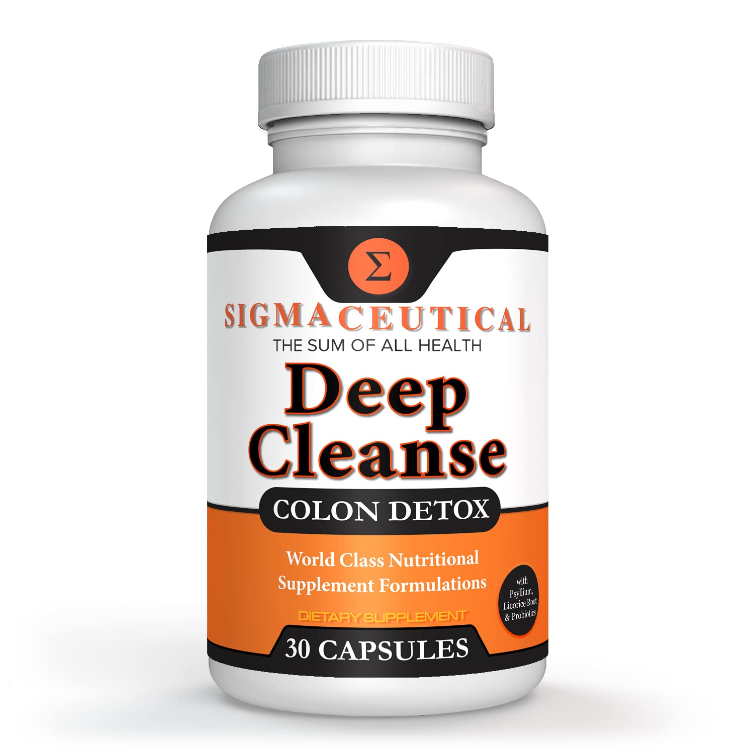 Sigmaceutical 1 Day Colon Cleanse bottle with capsules for digestive balance.