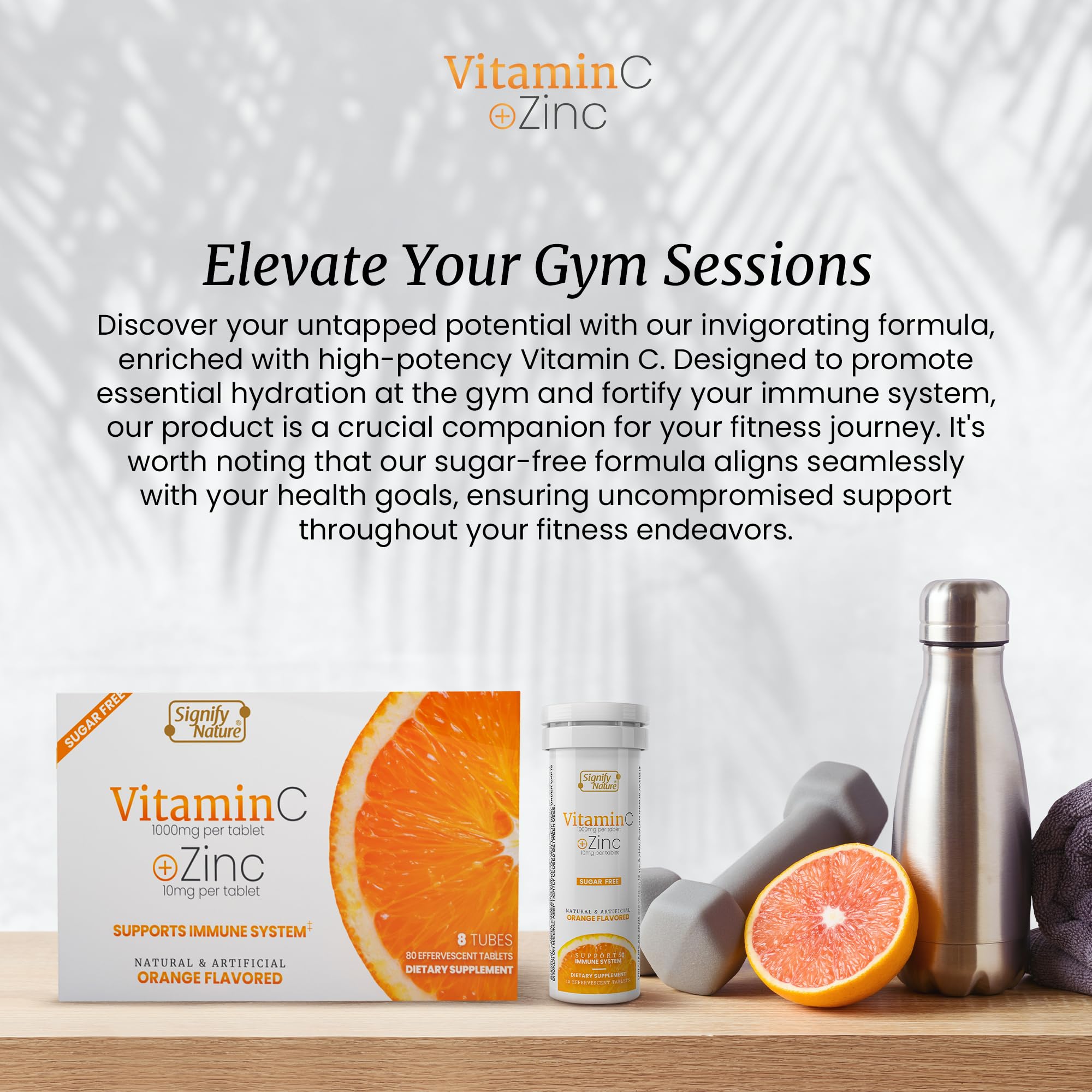 Vegan, gluten-free, sugar-free label for Signify Nature Vitamin C