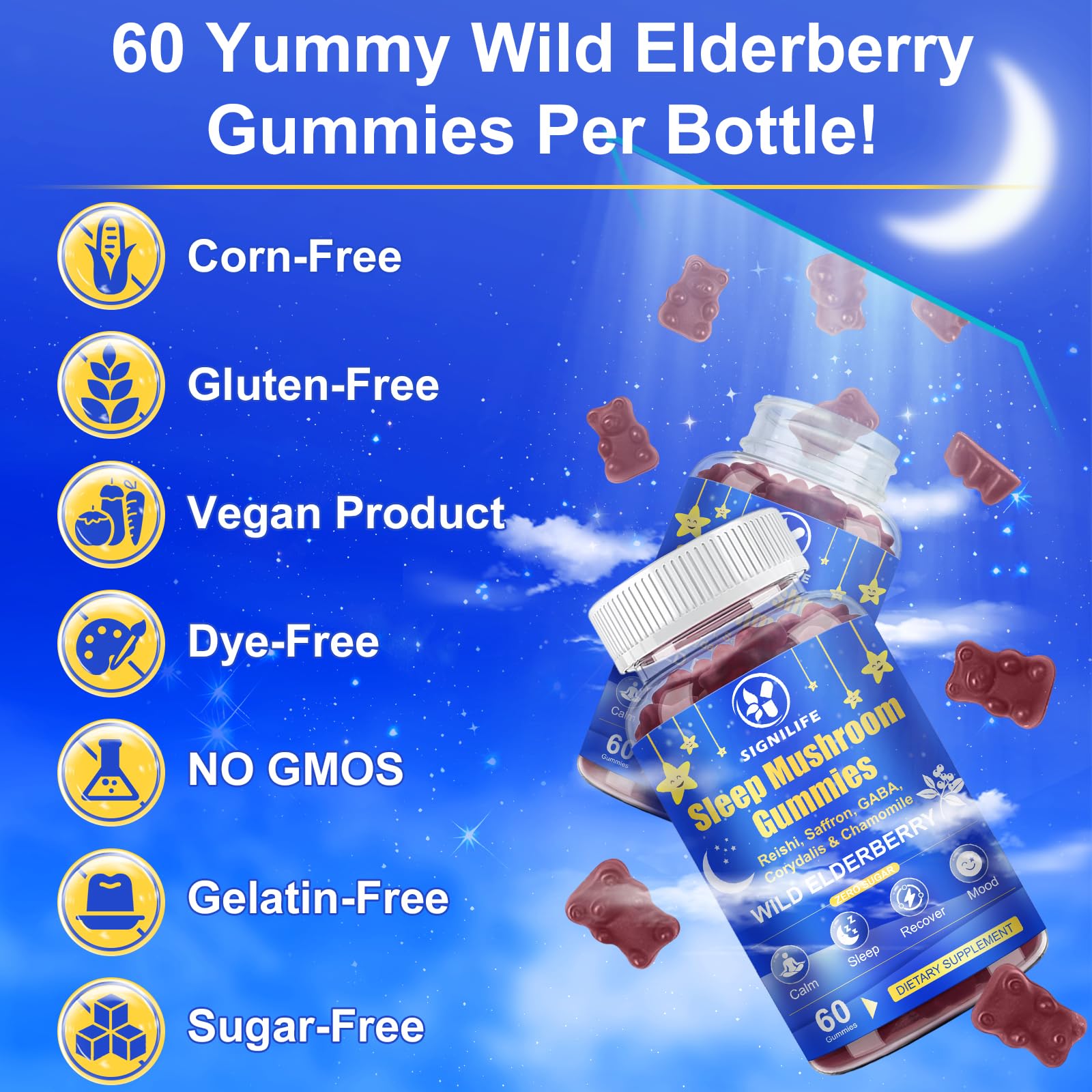 Gummies showing sugar-free and non-GMO claims on label