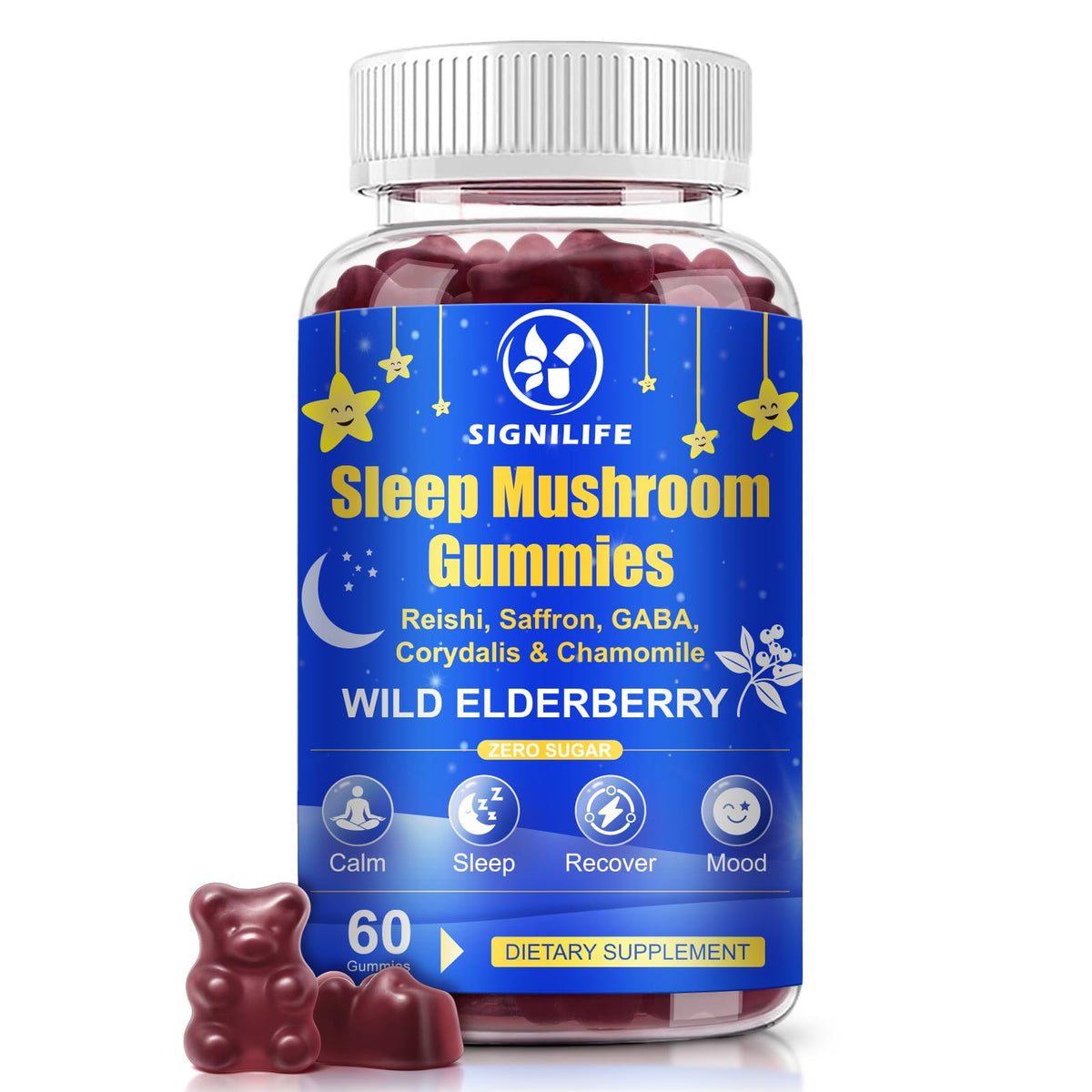 Front view of SIGNILIFE Sleep Mushroom Gummies bottle