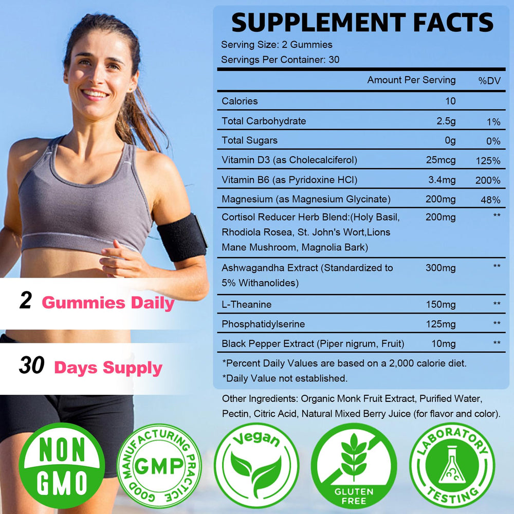 Herbal blend ingredients: Holy Basil, Rhodiola Rosea, St. John’s Wort