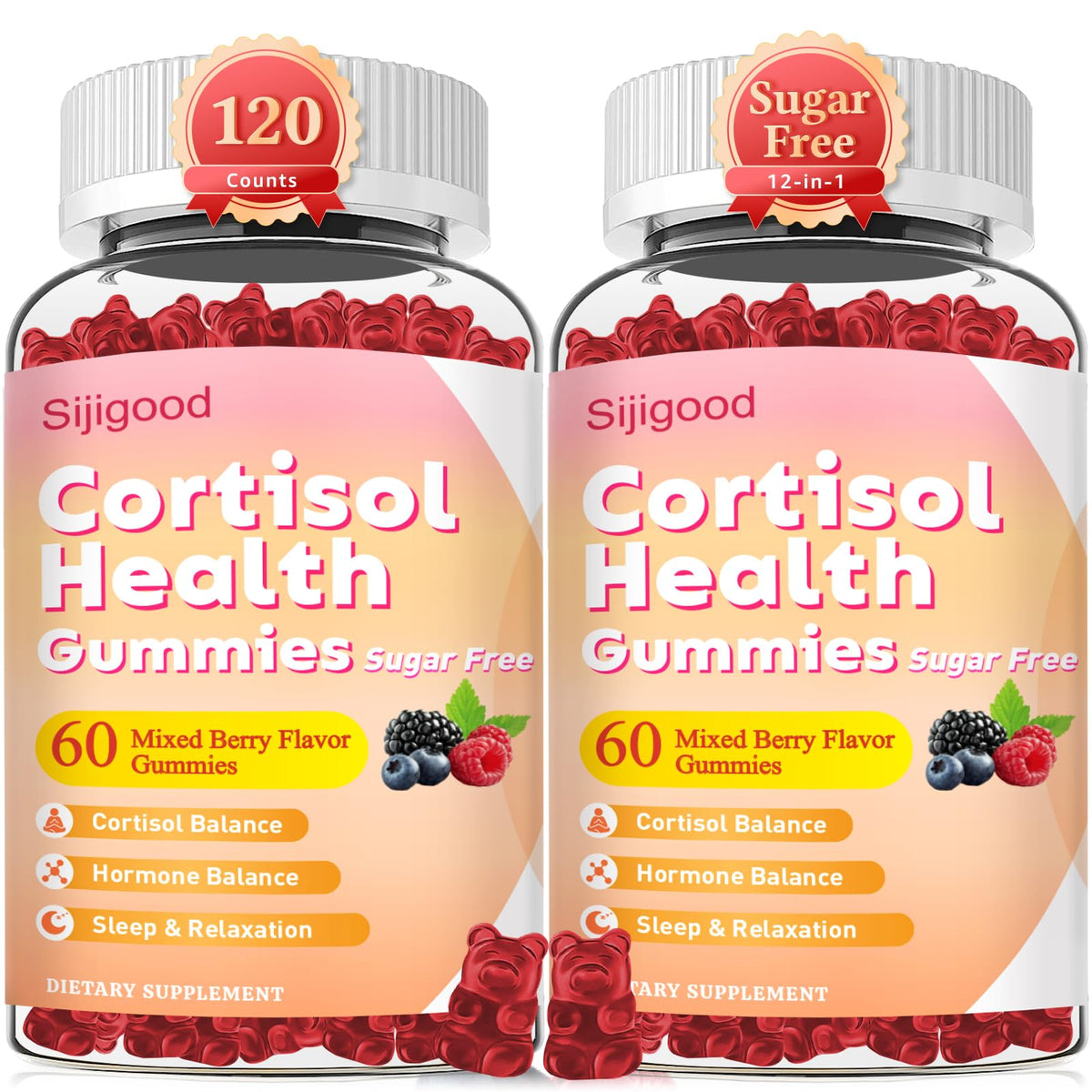 Sijigood Cortisol Gummies bottle – 60-count