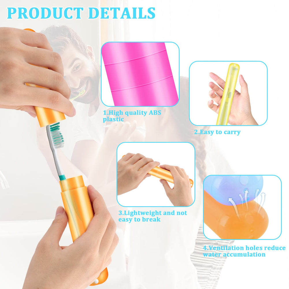 Green toothbrush holder with compact size for travel