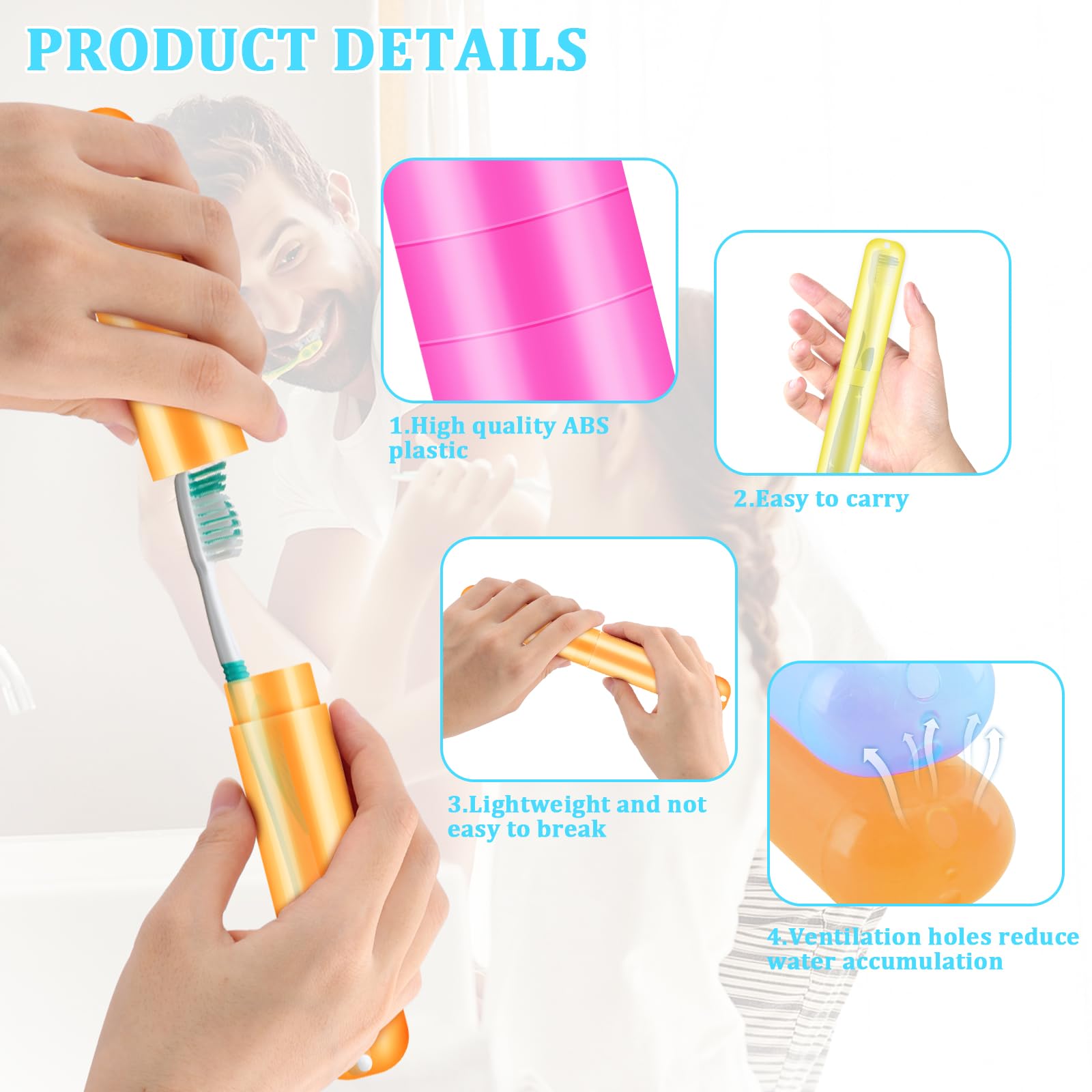 Green portable toothbrush case with ventilation holes