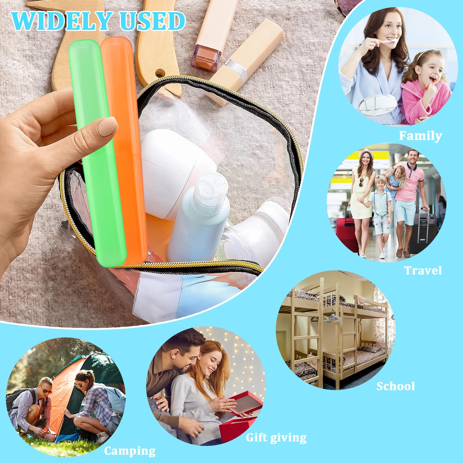 Orange toothbrush travel case with compact design
