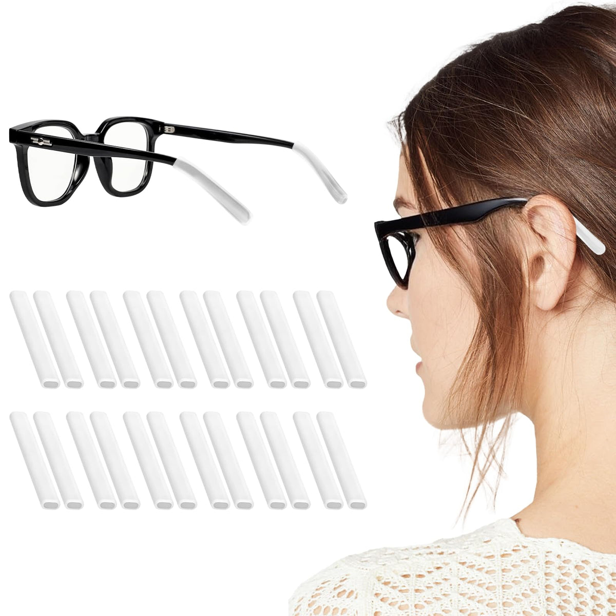 20 pairs of clear silicone eyeglasses ear cushions