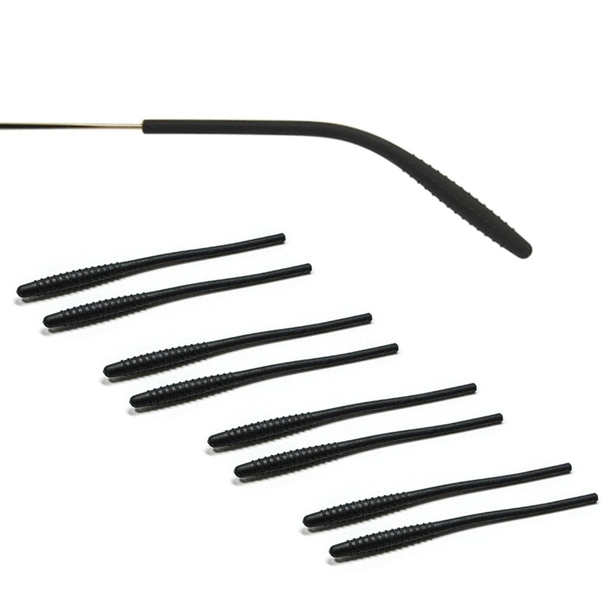 Silicone anti-slip eyeglass end tips 70mm white with 1mm hole for thin metal temple tips, 4 pairs