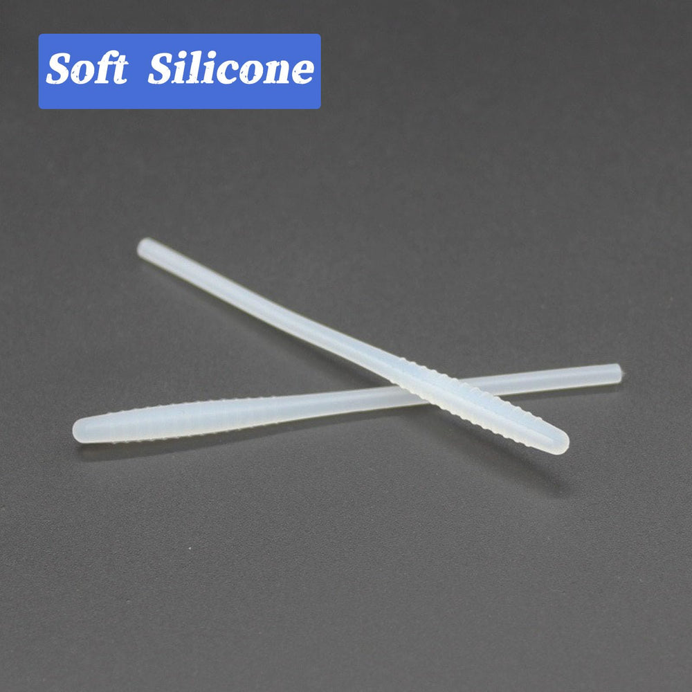 Black silicone eyeglass end tip close-up showing 1mm inner hole