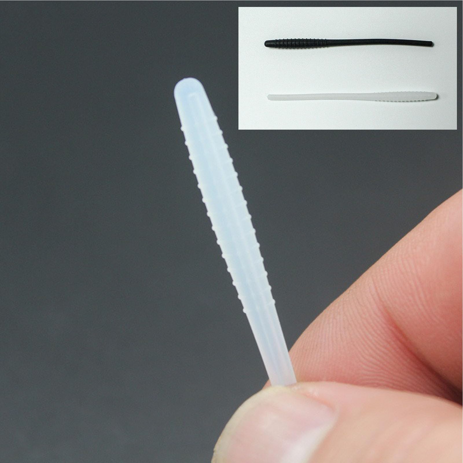 Packaging showing four pairs of silicone eyeglass end tips