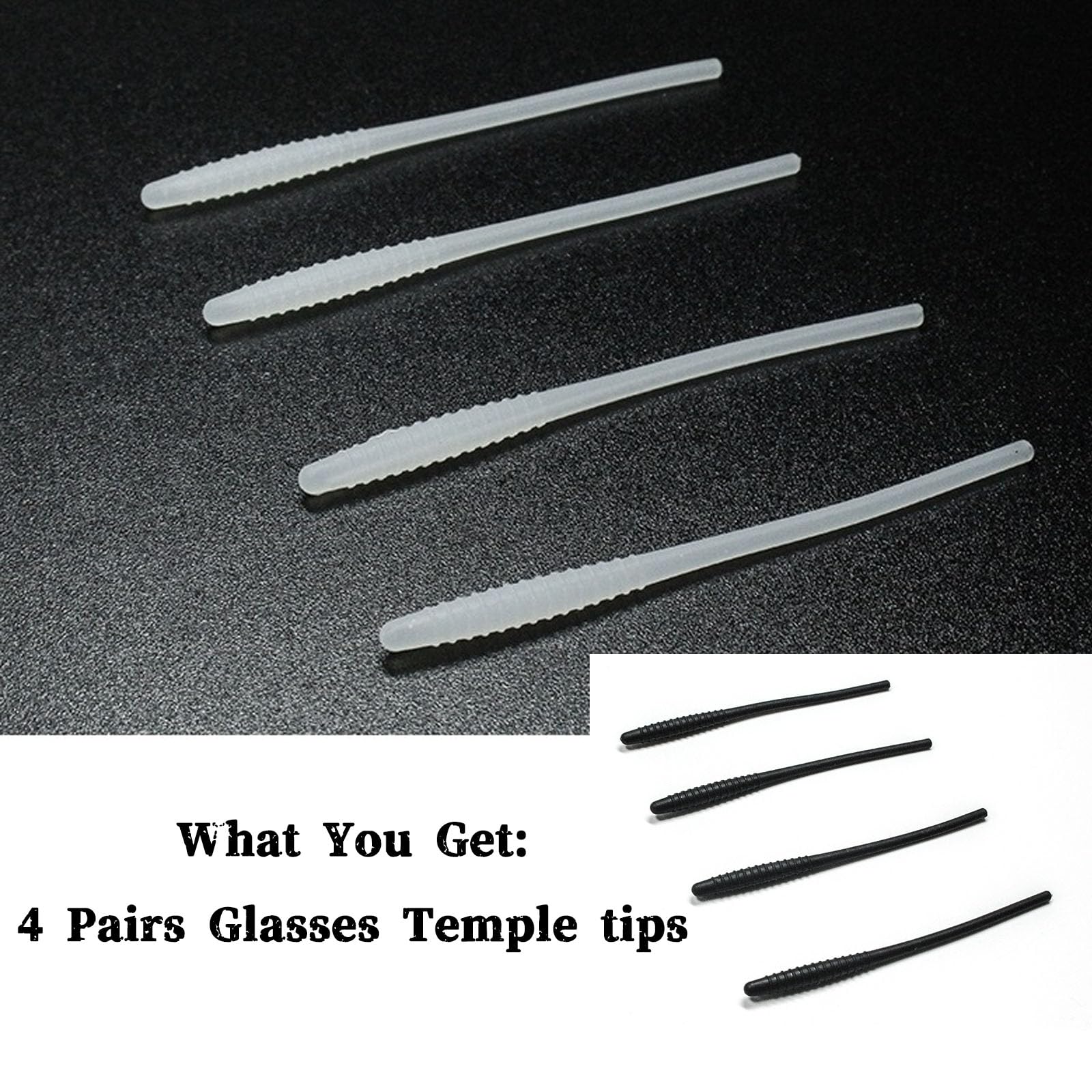 White silicone eyeglass end tip close-up showing 1mm inner hole