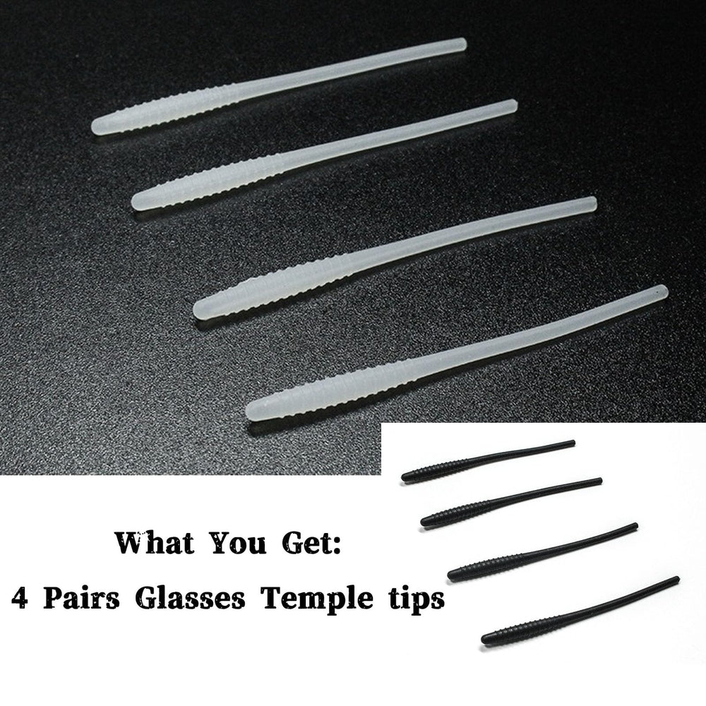 White silicone eyeglass end tip close-up showing 1mm inner hole
