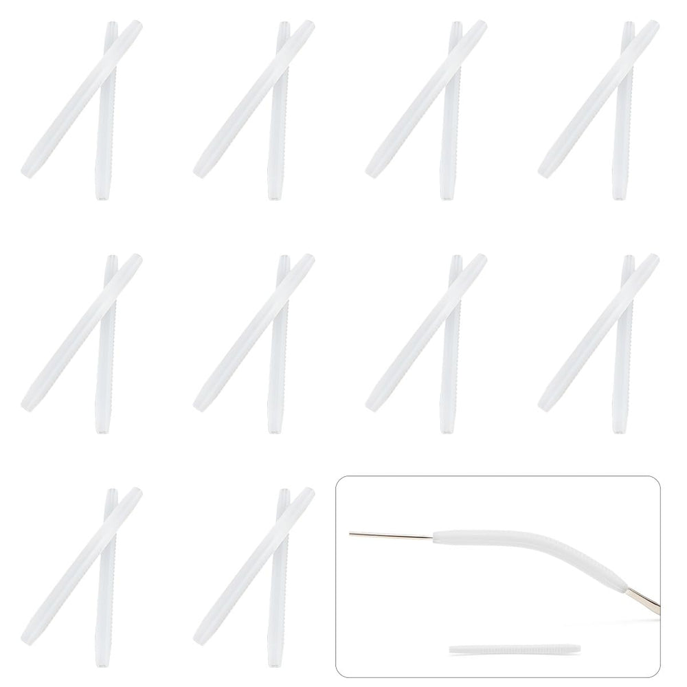 Black silicone eyeglass leg sleeve close-up