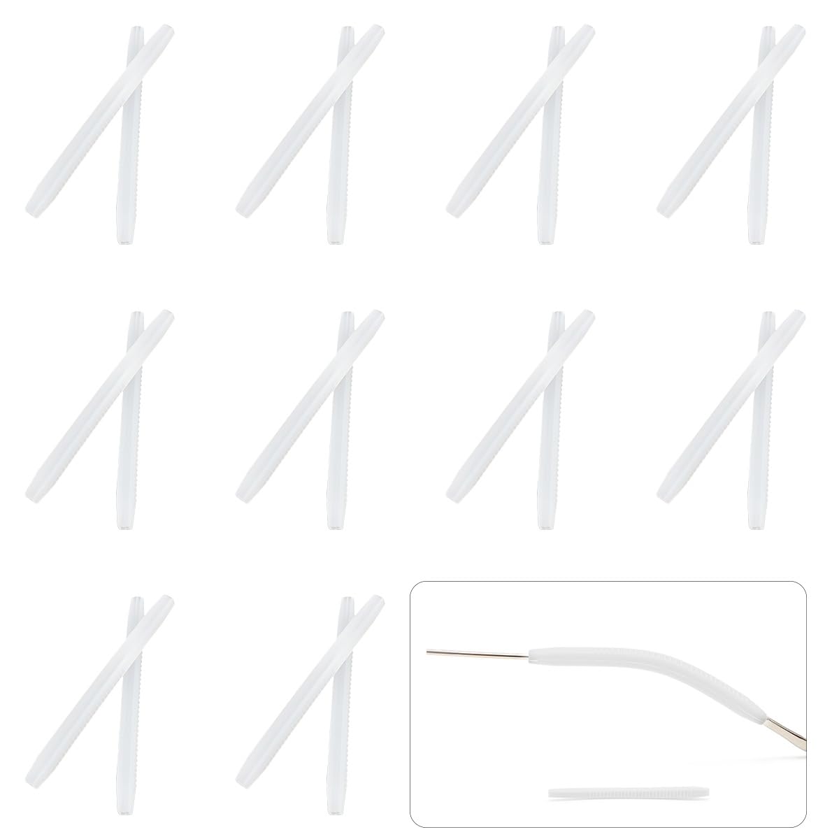 Black silicone eyeglass leg sleeve close-up