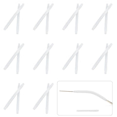 Black silicone eyeglass leg sleeve close-up