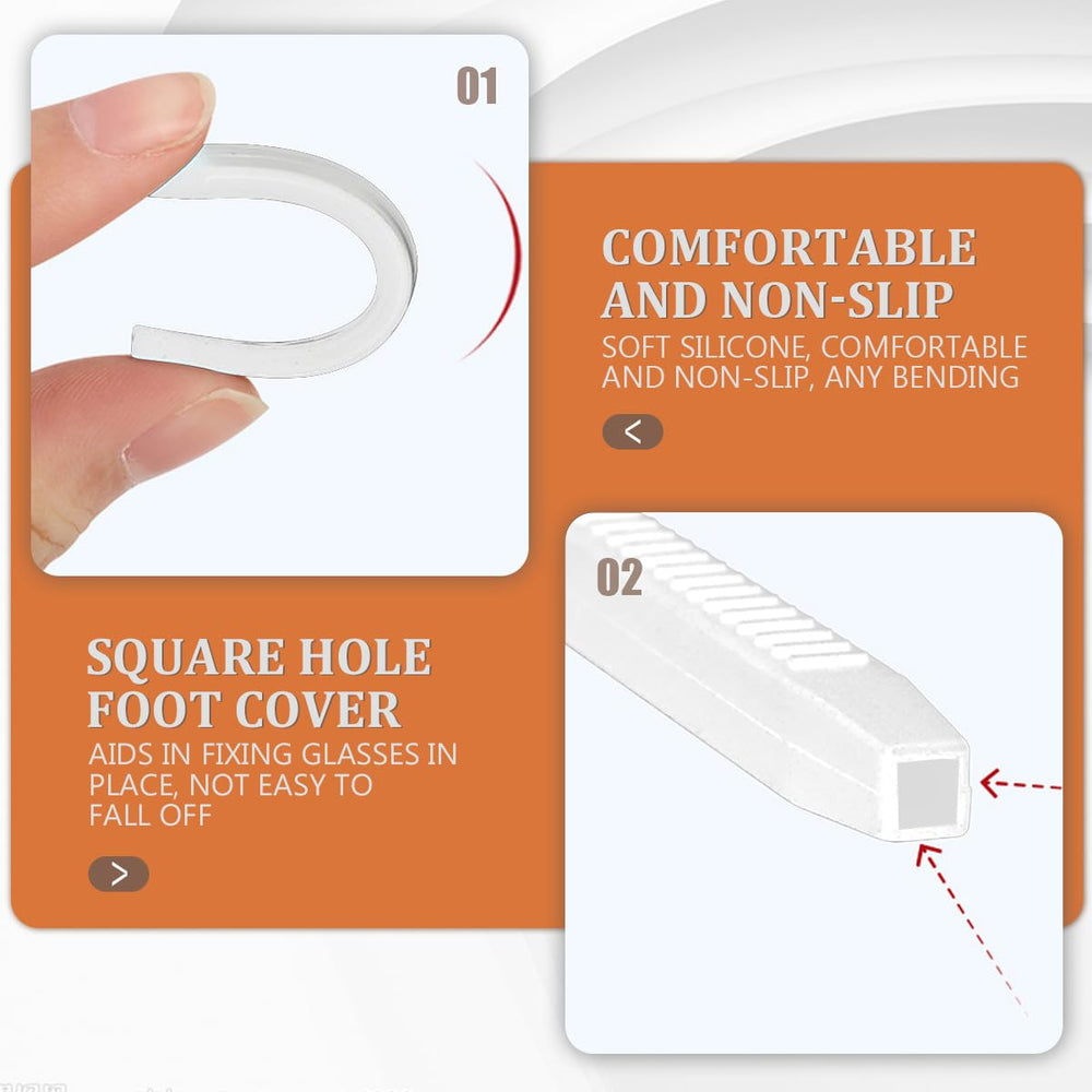 Grey silicone eyeglass leg sleeve close-up