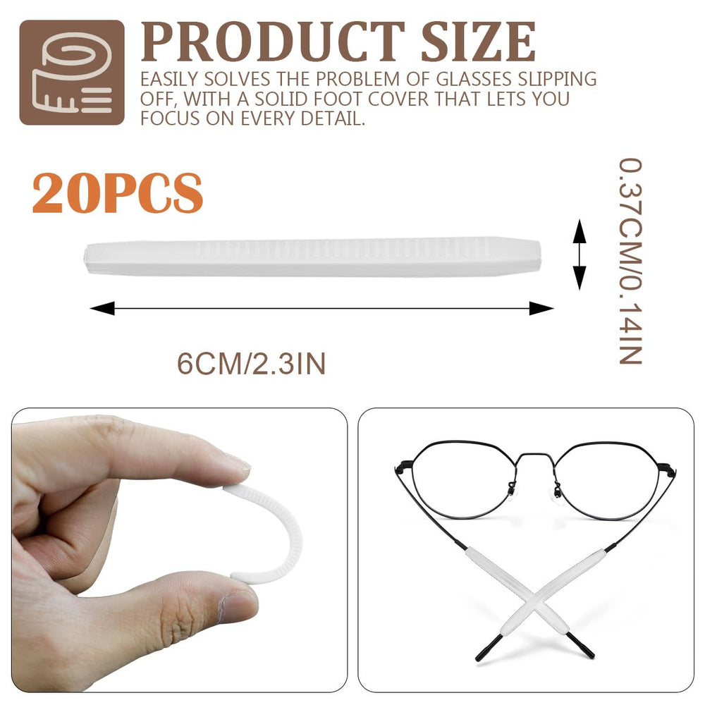 White silicone eyeglass leg sleeve close-up
