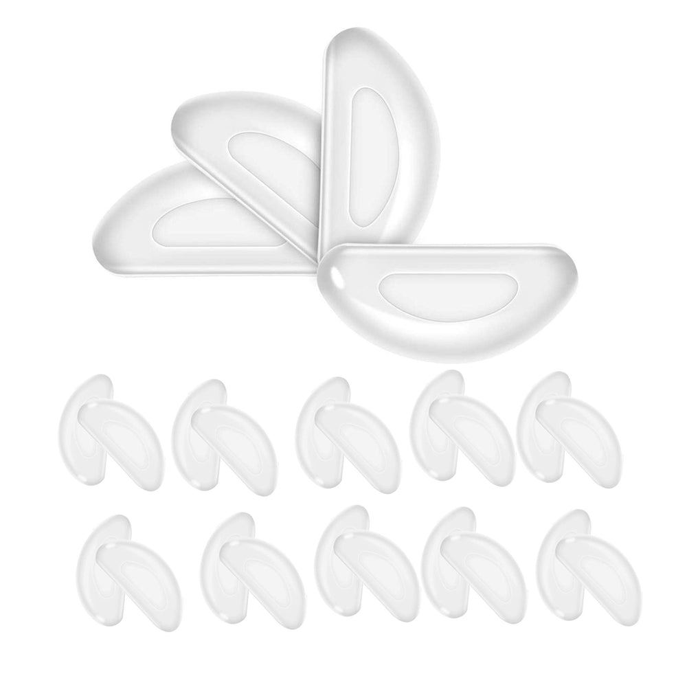 Close-up of silicone eyeglass nose pads with sticky adhesive