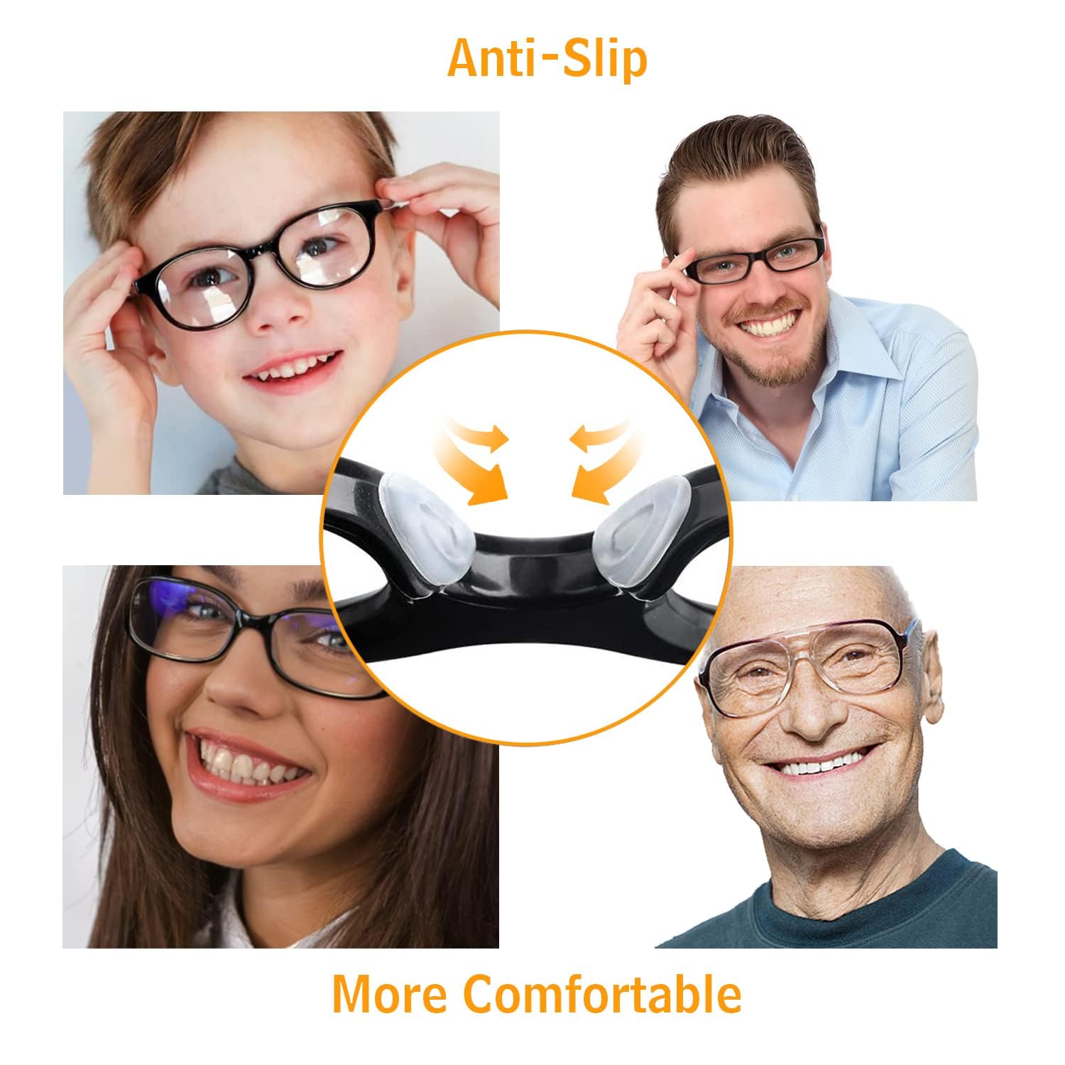 Easy application: peel and stick silicone nose pads on glasses