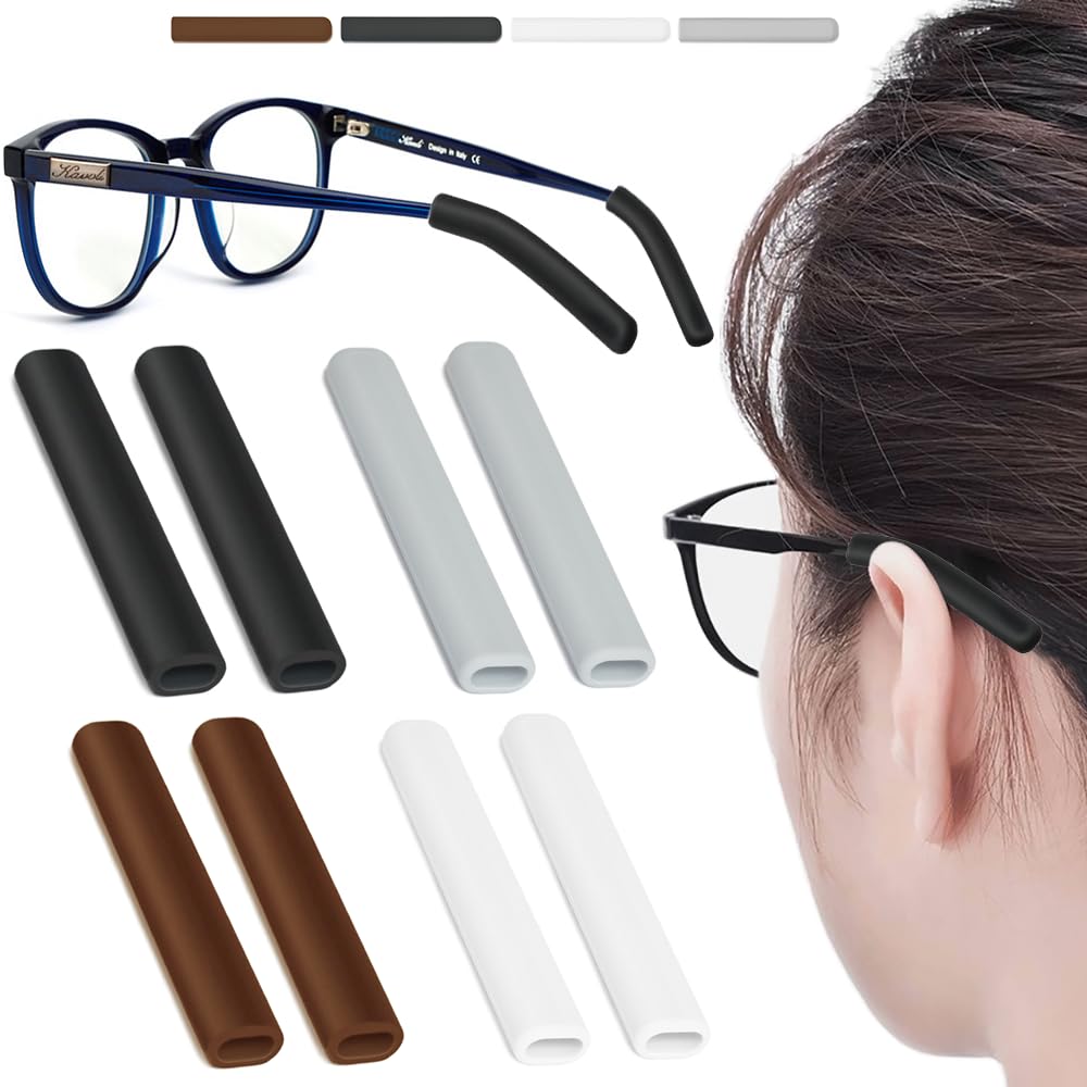 Multicolor silicone ear cushions for glasses (4 pairs)