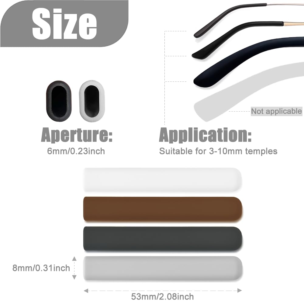 Close-up view of anti-slip silicone ear grips for glasses