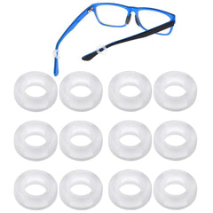 Clear silicone anti-slip ring on eyeglasses temple end (side view)