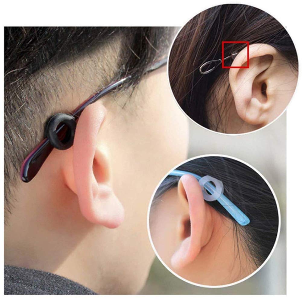 Glasses with silicone grips on temple tips, compatible with various frames (2–10 mm width)