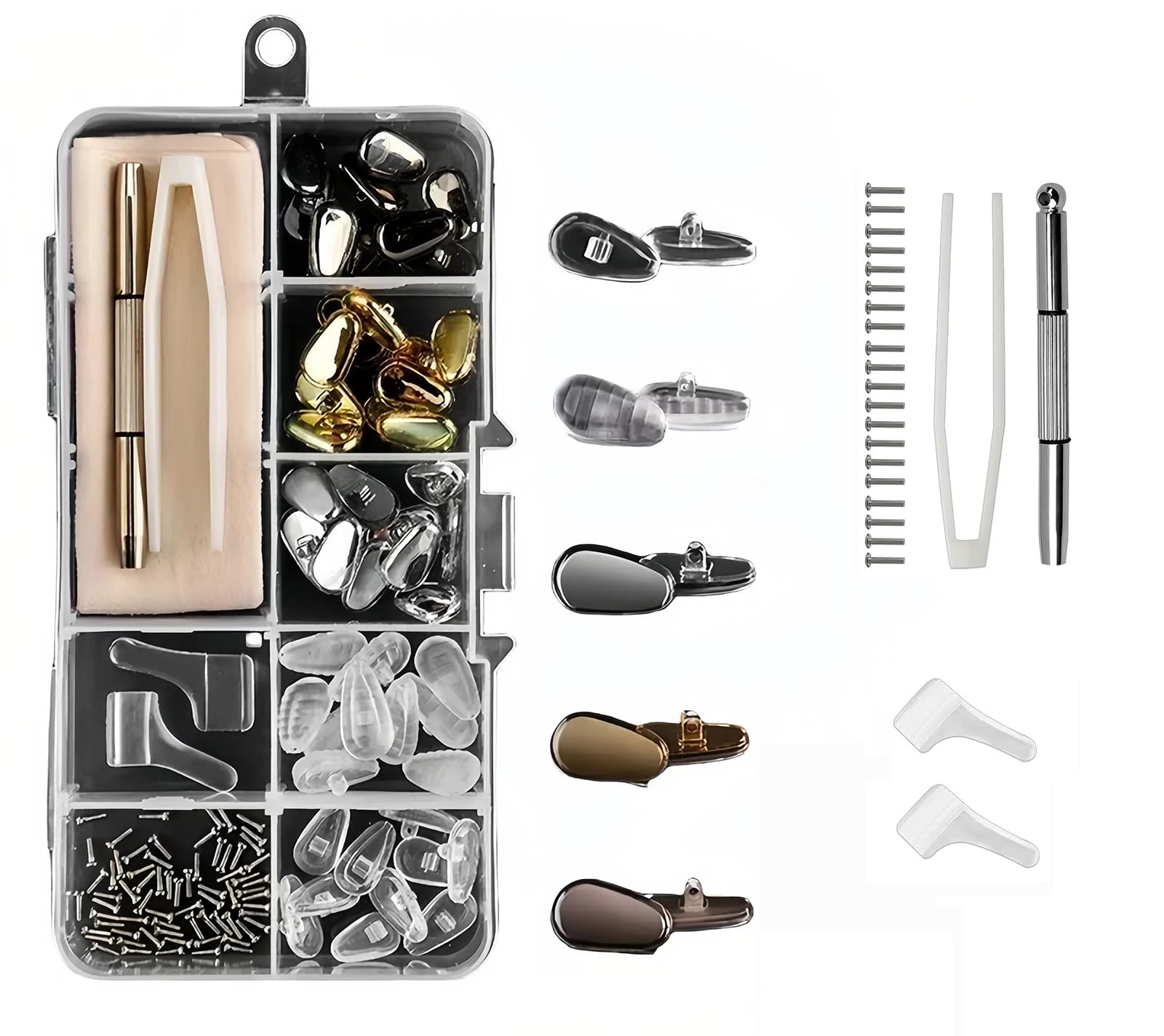 Five styles of silicone and metal nose pads for glasses