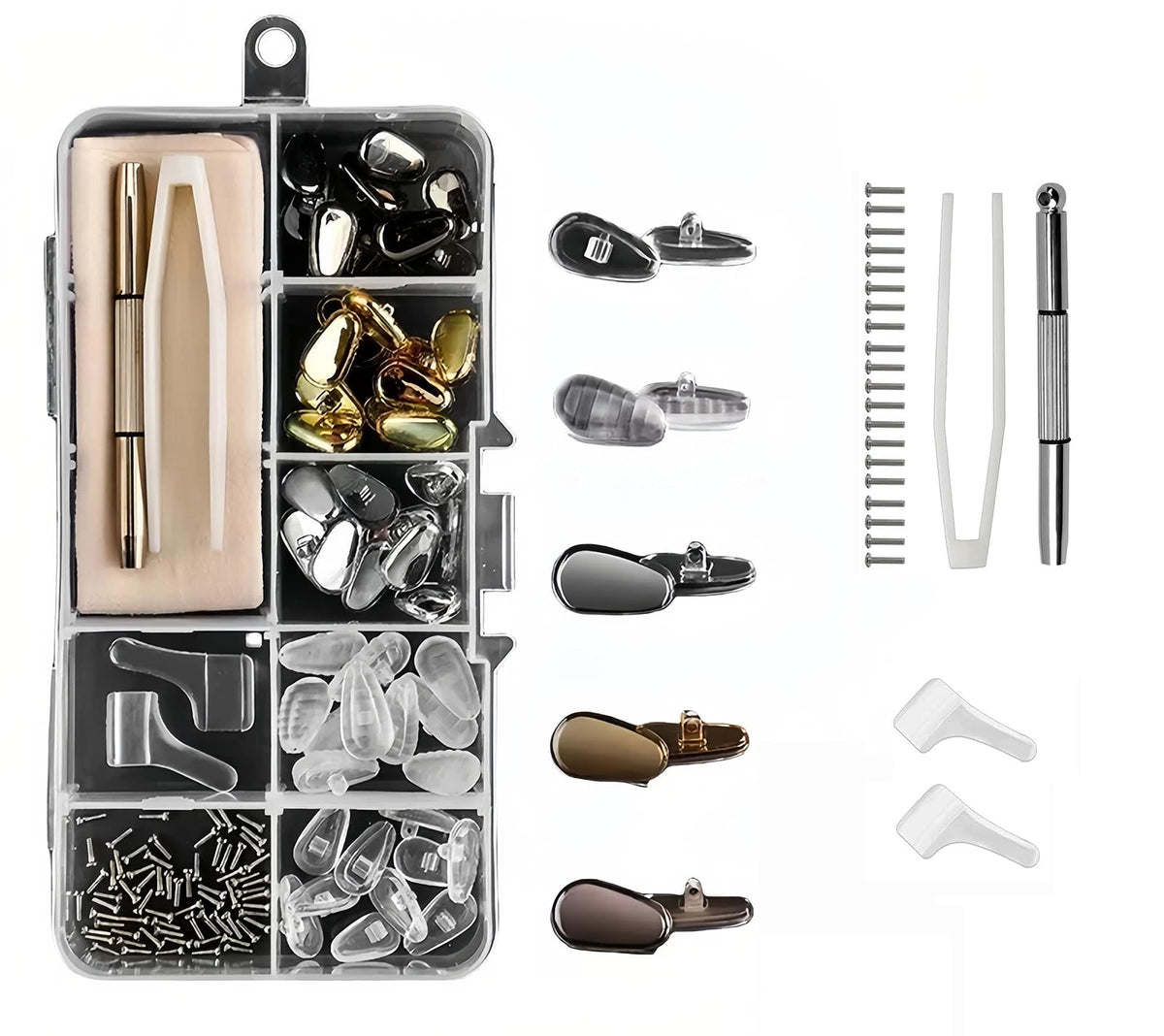 Five styles of silicone and metal nose pads for glasses